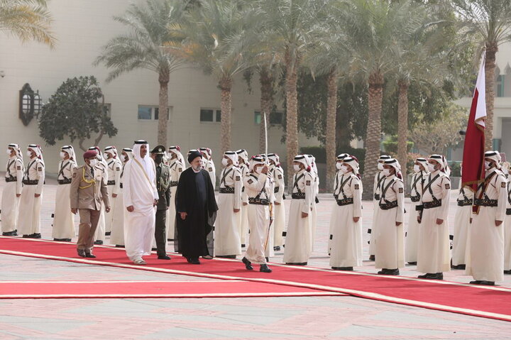 برگزاری مراسم استقبال رسمی امیر قطر از رئیس جمهور