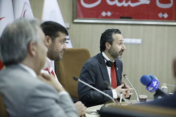 نشست خبری مشترک رئیس ifrc، رئیس جمعیت هلال احمر و مدیرکل ICRC
