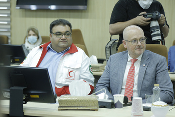 نشست خبری مشترک رئیس ifrc، رئیس جمعیت هلال احمر و مدیرکل ICRC