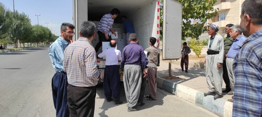 توزیع بسته های لبنی میان مددجویان بهزیستی کردستان به روایت تصویر 