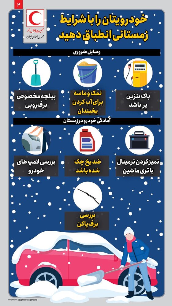 چه طور در فصل سرد سال با برف و بوران رانندگی کنیم؟/ اینفوگرافیک