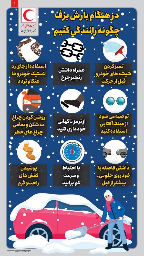 چه طور در فصل سرد سال با برف و بوران رانندگی کنیم؟/ اینفوگرافیک