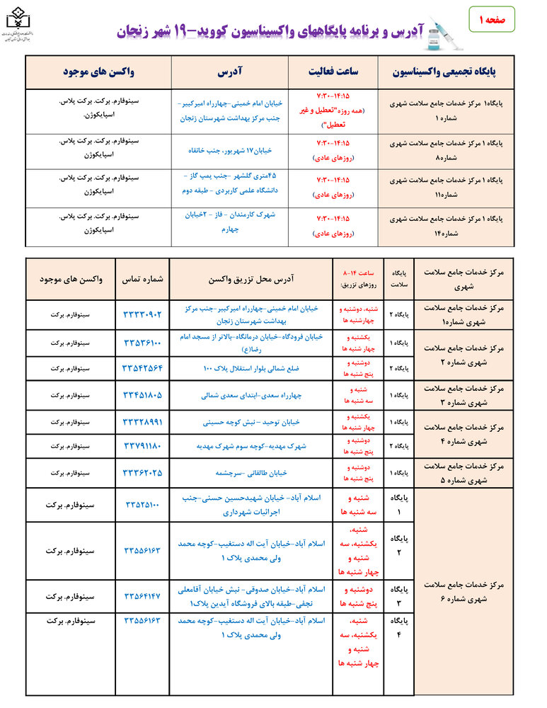 پویش واکسن یادآور در زنجان اجرا میشود+ لیست مراکز تزریق