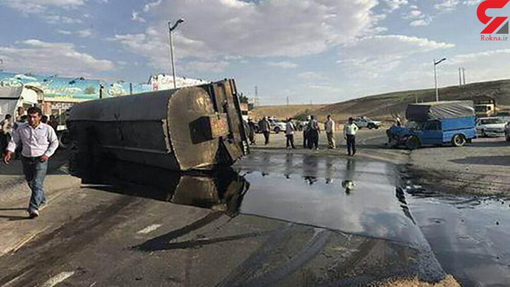 واژگونی تانکر حاوی مواد نفتی در حومه شهر کامیاران