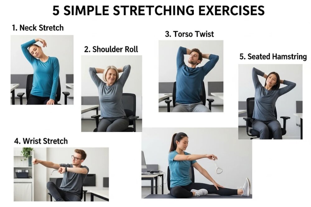 حرکات کششی برای جلوگیری از آسیب پشت میز نشینی