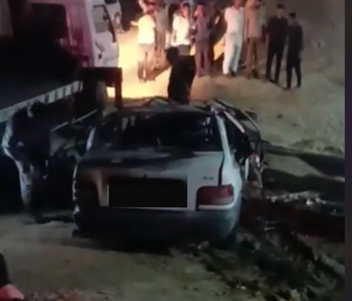 واژگونی و آتش‌سوزی پراید در محور سنگان خواف؛ ۳ کشته و ۲ مصدوم