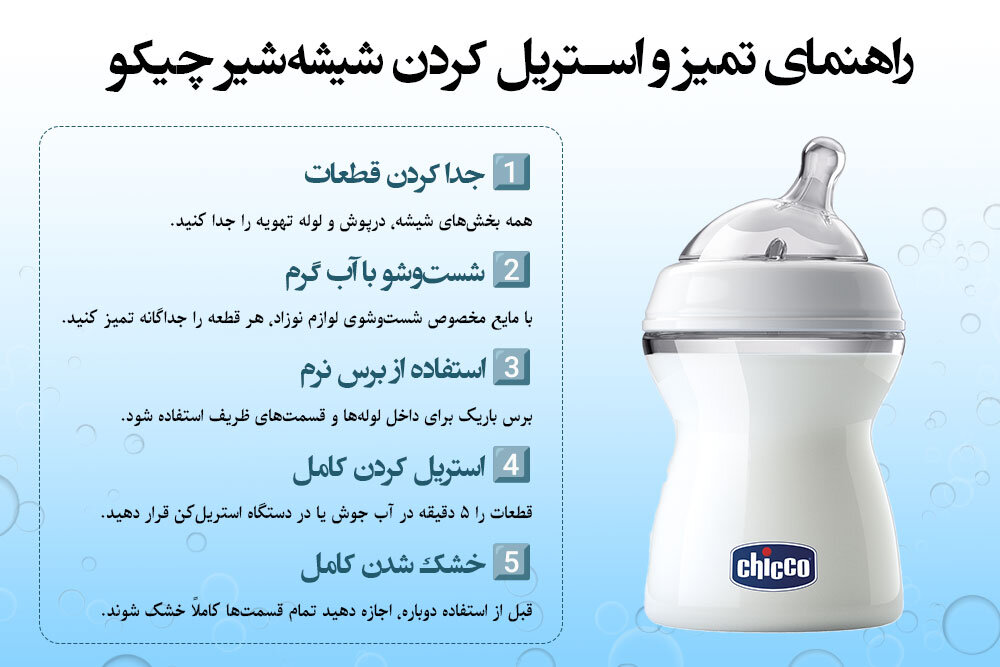 راهنمایی تمیز کردن استریل پستانک