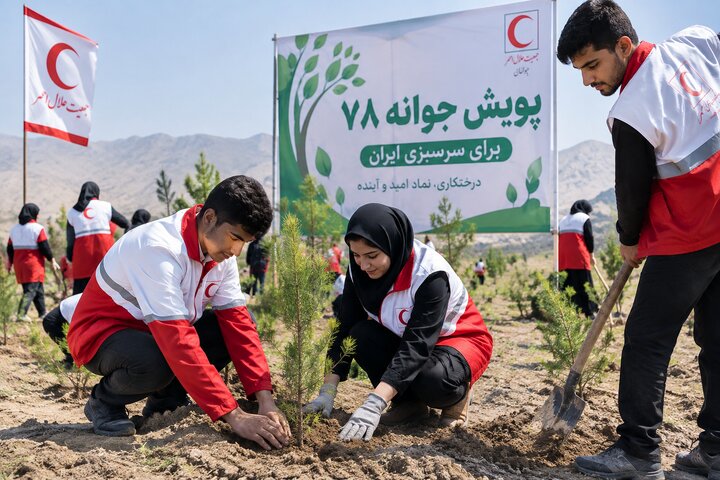 تجلیل از مشارکت فعال جوانان هلال احمر خراسان جنوبی در ترویج فرهنگ درختکاری