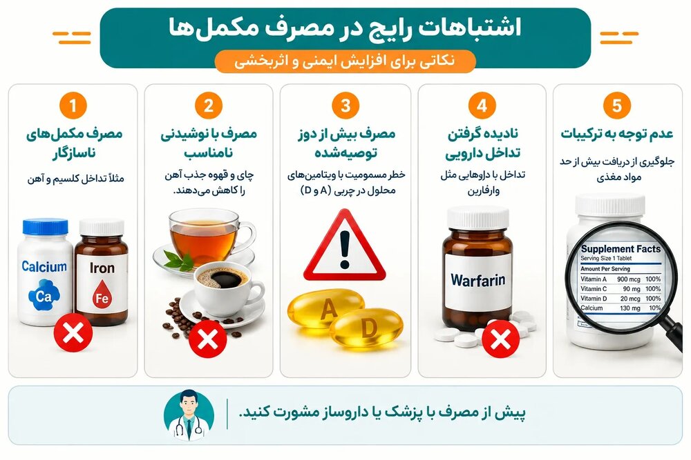 اشتباهات رایج در مصرف مکمل های دارویی