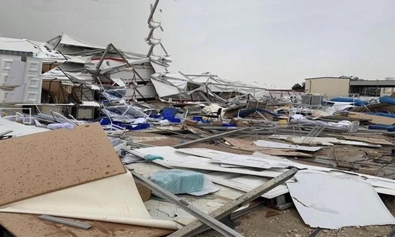 بیمارستان قطر برای مبارزه با کروناویروس توسط طوفان تخریب شد!