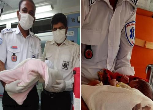 تولد دو نوزاد دختر،به کمک تکنسین های اورژانس