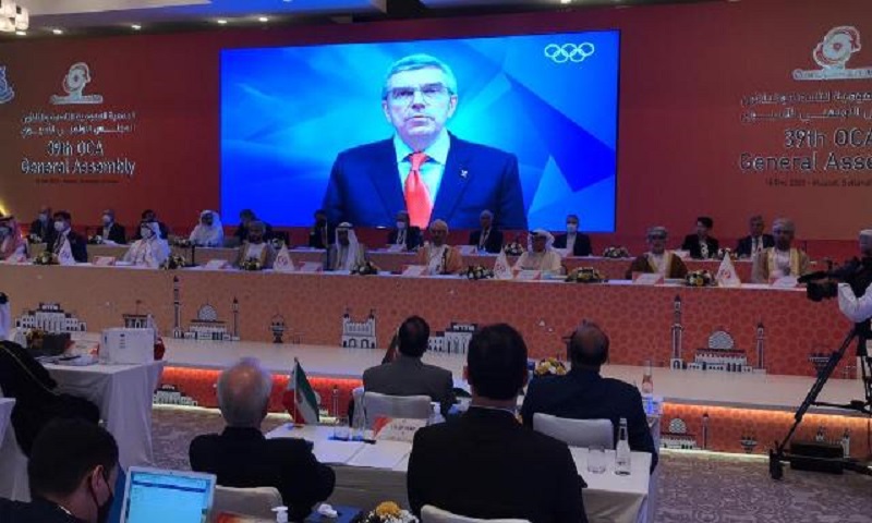 سی و نهمین مجمع شورای المپیک آسیا با پیام تصویری توماس باخ آغاز شد