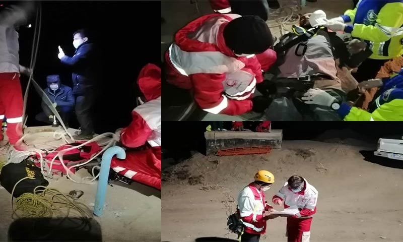سقوط در حوضچه انتقال آب/نجات مصدوم با عملیات تخصصی تیم امداد و نجات هلال احمر