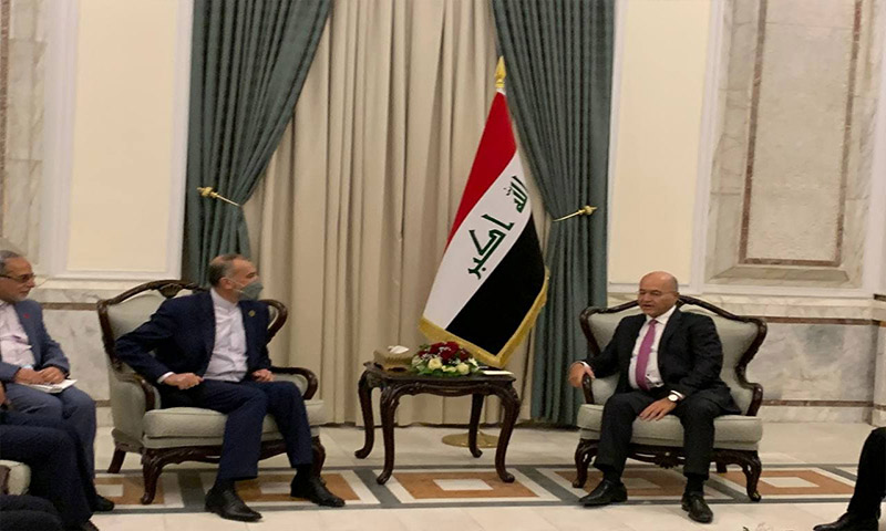 وزیر امور خارجه جمهوری اسلامی ایران با رئیس جمهور عراق دیدار کرد